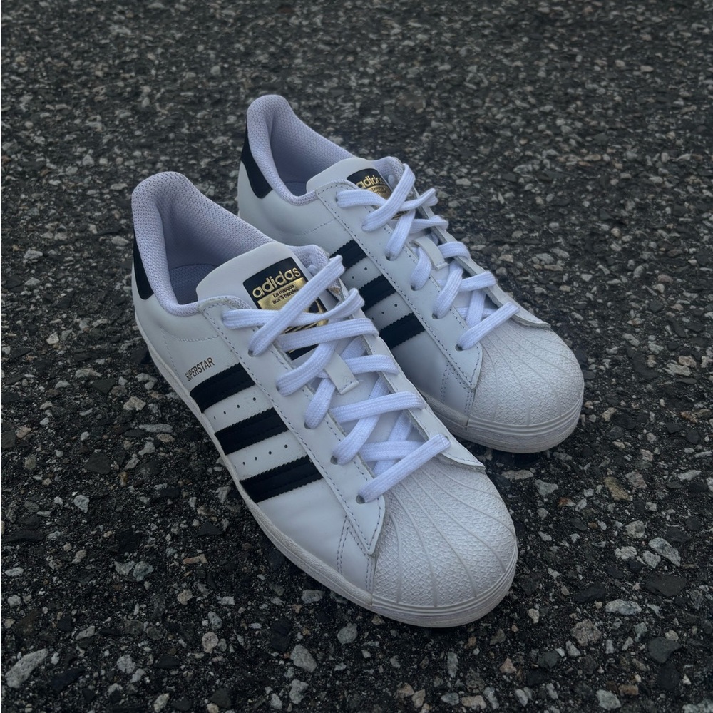 Adidas Kids White and Black Superstar shell toe Sneakers